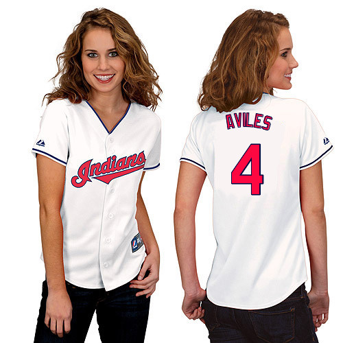 Mike Aviles #4 mlb Jersey-Cleveland Indians Women's Authentic Home White Cool Base Baseball Jersey